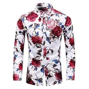 Men's Floral Shirt Button Up Shirt Long Sleeve Vintage Designer Basic Daily Holiday Spring Fall Collar Print Black Red Blue