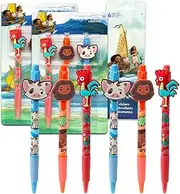 Disney Moana Party Favors Set for Kids - Bundle with 6 Moana Pens with Rubber Character Clip, 6 Sticker Sheets, and More | Moana Party Supplies for Boys and Girls