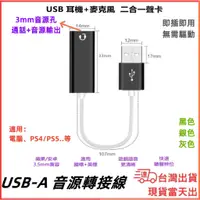 在飛比找蝦皮購物優惠-台灣現貨當日出 USB音源轉接頭 3.5MM音源輸出 內含聲