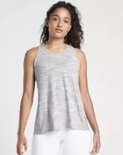 Athleta Essence Spacedye Tie Back Tank Gray White Sleeveless Top Size S