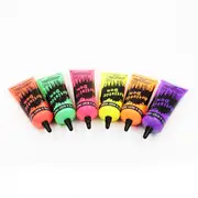 6 x 50ml Flash UV Neon Face & Body Paints With Free Blacklight