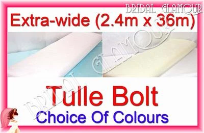 Extra-wide (2.4m x 36m) Soft Wedding Tulle Bolt Fabric Roll Drape Swag Pew Bow
