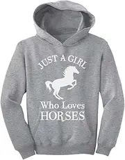 [Tstars] A Girl Who Love Horses Horse Lover Gift Youth Hoodie Medium Gray