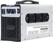 1500 Watts Pure Sine Wave Power Inverter 12V 24V 48V 60V 72V DC to 110V/120V 230V/240V AC Converter, Peak 3000W Outlets, Low Frequency Solar Power Inverter Charger(Size:72v to 110v)