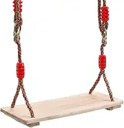 zolyet Children Wooden Swing Seat Tree Swings Playground Swing Set with Adjustable Rope for Garden Yard Indoor Red