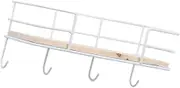 Modern Wrought Iron Hanging Holder Decorative Storage Shelf with Hooks Wall Mounted Organizer for Keys Leashes and Items White Finish for Bedroom Kitchen and Living Room