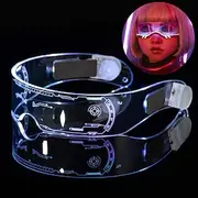 M3GAN 2.0 LED Cyberpunk Visor Glasses Doll Megan Robot Glasses Futuristic Glow Goggles with HUD Display 7-Color Light Modes Perfect for Halloween Carnival Rave