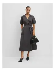 [Country Road] Cinched Wrap Dress in Carbon