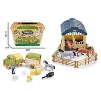 在飛比找蝦皮購物優惠-農場玩具拖拉機帶動物雕像拼插玩具套裝農夫車輛玩具卡車帶拖車