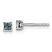 4mm White Night Sterling Silver Rhodium-plated Blue Diamond Post Stud Earrings