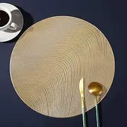 FAVE Golden Round Placemats Vinyl Slip Resistant Table Mats Set of 6 Washable Vinyl Hollowout Textures Placemats for Dining Table Durable PVC Table Mats（15 x15,Gold）