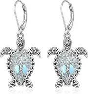 [Fenthring] Cat Earrings Tree of Life Butterfly Dragonfly Moonstone Filigree Earrings for Women Sterling Silver Teardrop Moonstone Dangle Cats Jewelry