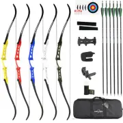 68" Recurve Bow 18-40lbs Takedown Wooden 23''Riser Limbs Archery Bow Hunting