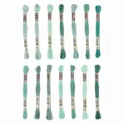 14 Skeins Embroidery Floss, Polyester Threads Multicolored Light Green