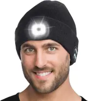 Tutuko Unisex Bluetooth Beanie Hat & Light & Stereo Speakers & LED Headlamp Cap