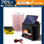 Fence Energiser 3KM Solar Powered Electric 2KM Poly Wire for Livestock and 00-NS