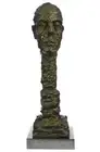 Signed Gia Abstract Male Bust Bronze Statue Figurine Sculpture Art Deco Statue