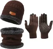 [Generic] Beanie Hat Scarf Gloves Set | Warm Gloves for Men,Hat Scarf Glove Set, Multifunctional Winter Beanie Hat Scarf Gloves Set for Camping, Hiking
