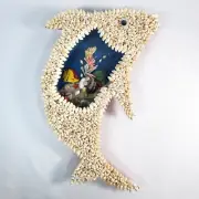 Vtg Seashell Diorama Shark Fish Kitschy Googly Eye Made in Philippines Hanging
