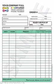 250 Color Carbonless Customized Job Pick Up Repair Work Order Form