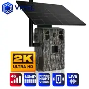 4G Trail Camera Solar Panel 24/7 LIVE Stream ULTRA HD 2K Night Vision No Glow
