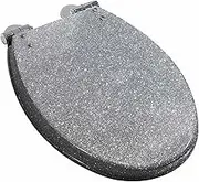 Toilet seat Glitter Toilet Seat with Soft Close Quick Release for Easy Clean, Oval Loo Seat with 360 Degree Adjustable Stainless Steel Hinge, Simple Top and Bottom Fixing(Silver)