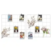 2Pcs Wire Wall Grid Panel, 12" x 12" Metal Photo Display Grid with Hook, White