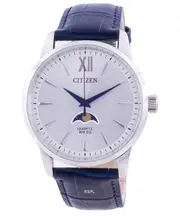 Citizen Moonphase Silver Dial Leather Strap Quartz AK5000-03A 50M Mens Watch
