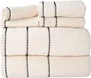 Lavish Home 6PC Towel Set - 525GSM 100% Cotton Bathroom Essentials with 2 Bath Towels, 2 Hand Towels, and 2 Wash Cloths - Absorbent Sheets for Bath, Shower, Gym, Spa, and Dorm Room (Beige)