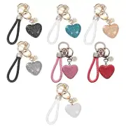 Polymer Clay Heart Keychain Full Diamonds Sparkling Charm for Bags