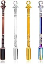 4Pcs Mini Spoon Mini Shovel Metal Medicine Spoon Shovel Spice Spoon Mini Dry Herbs Powder Scoop Small Spoons for Spice Jars Small Salt Spoon Pendant Necklace Ring Spoon (Multicolor)