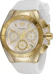 TechnoMarine Women's TM-120035 Cruise Star 40mm Gold Watch w Silver Dial!