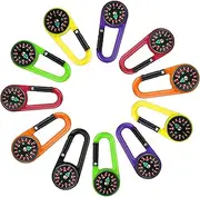 DOITOOL Carabiner Compass Keychain Bulk : 24pcs Compasses for Kids, Compass Plastic Buckle Keychain Belt Clips for Outdoor Hiking Camping Party Favor