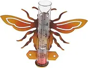 Decorative Outdoor Rain Gauge Bee Shape Iron Gauge Glass Tube for Garden Yard Water Monitoring