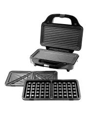 [Healthy Choice] Sandwich Press with 3 Interchangeable Plates in Silver