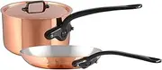 [Mauviel] M'Heritage 150 CI 1.5mm Polished Copper & Stainless Steel DeLuxe 3-Piece Cookware Set, With Sauce Pan With Lid, 2.8-Qt and Frying Pan 11.8-In, Cast Iron Handles, Made in France