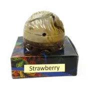 Handmade Solid Perfume Stone Jar Strawberry Large Hand Carved 8gm