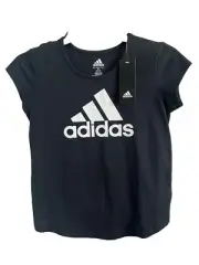 ADIDAS Youth Girl's Black Shirt T-SHIRT New Medium 10 12 Cap Sleeve