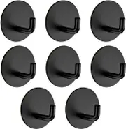 8 Pieces Adhesive Hooks, Bathroom Wall Adhesive Hook, Kitchen Towel Hook, Stainless Steel Adhesive Self-adhesive Hook,black
