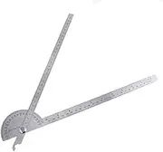 ChgImposs 30CM 10Inch 0-180 Degree Angle Finder, Stainless Steel Round Head Rotary Protractor Scale Angle Finder Adjustable Double-arm Ruler Angle, Finder Craftsman Ruler Machinist Tool