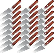 40 Pcs Wood Handle Pizza Pie Server Stainless Steel Pizza Spatula Server Pie Spatula Easy to Grip Pie Spatula Cutter Utensils for Desserts Pizza Cake, 9.8 x 2.4 Inches