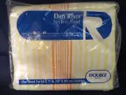 Vintage No Iron Dan Rivers Orange, Yellow, White Double Fitted Sheet - Unopened