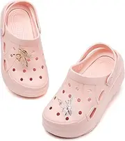 [FLIOZY] Womens Garden Clogs Shoes with Arch Support Butterfly Decor Hollow Out Slip-on Height Increasing Elevator Sandals