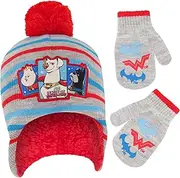 [DC Comics] Boys Toddler Winter Hat And Mitten With Sherpa Lining, Super-Pets Beanie For Ages 2-4, Multi Color, Age 2-4