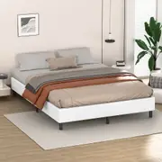 ALFORDSON Bed Frame Mattress Base Foundation Leather White - King Size
