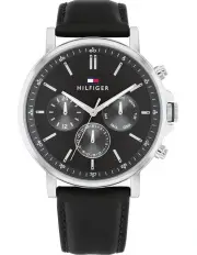 [Tommy Hilfiger] Tyson Leather Watch in Black