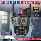 9MP IP Security Camera Wireless 3-Lens WIFI Outdoor CCTV PTZ Home IR Cam IP66