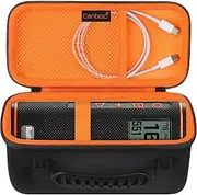 Canboc Hard Carrying Case for Bushnell Wingman View Golf GPS Speaker, Mesh Pocket fits Charging Cords and Accessories, Black+Orange