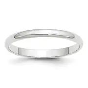 Solid 18K White Gold 2.5mm Light Weight Half Round Men's/Women's Wedding Band Ring Size 10
