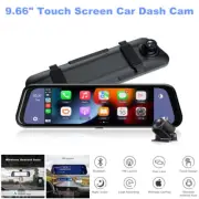 9.66" Touch Screen Car Dash Cam Wireless CarPlay Radio Rearview Mirror Monitor (for: Audi)